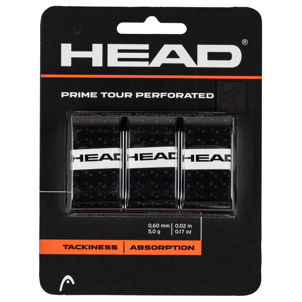 HEAD Prime Tour Perforated Overgrips 3er Pack Griffbänder Schwarz