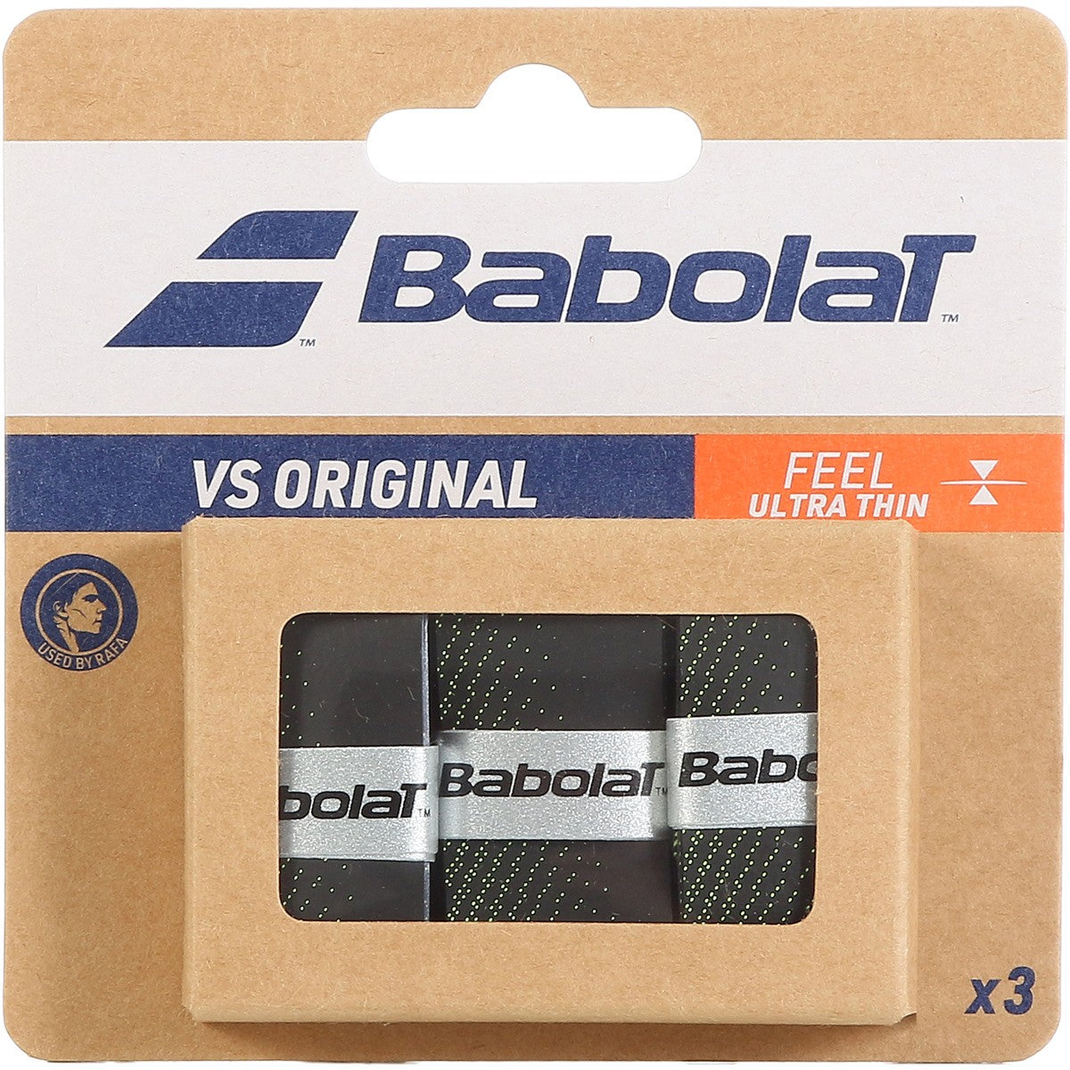 Babolat VS Original Feel   Overgrip 3 er Pack Schwarz/Fluo Gelb