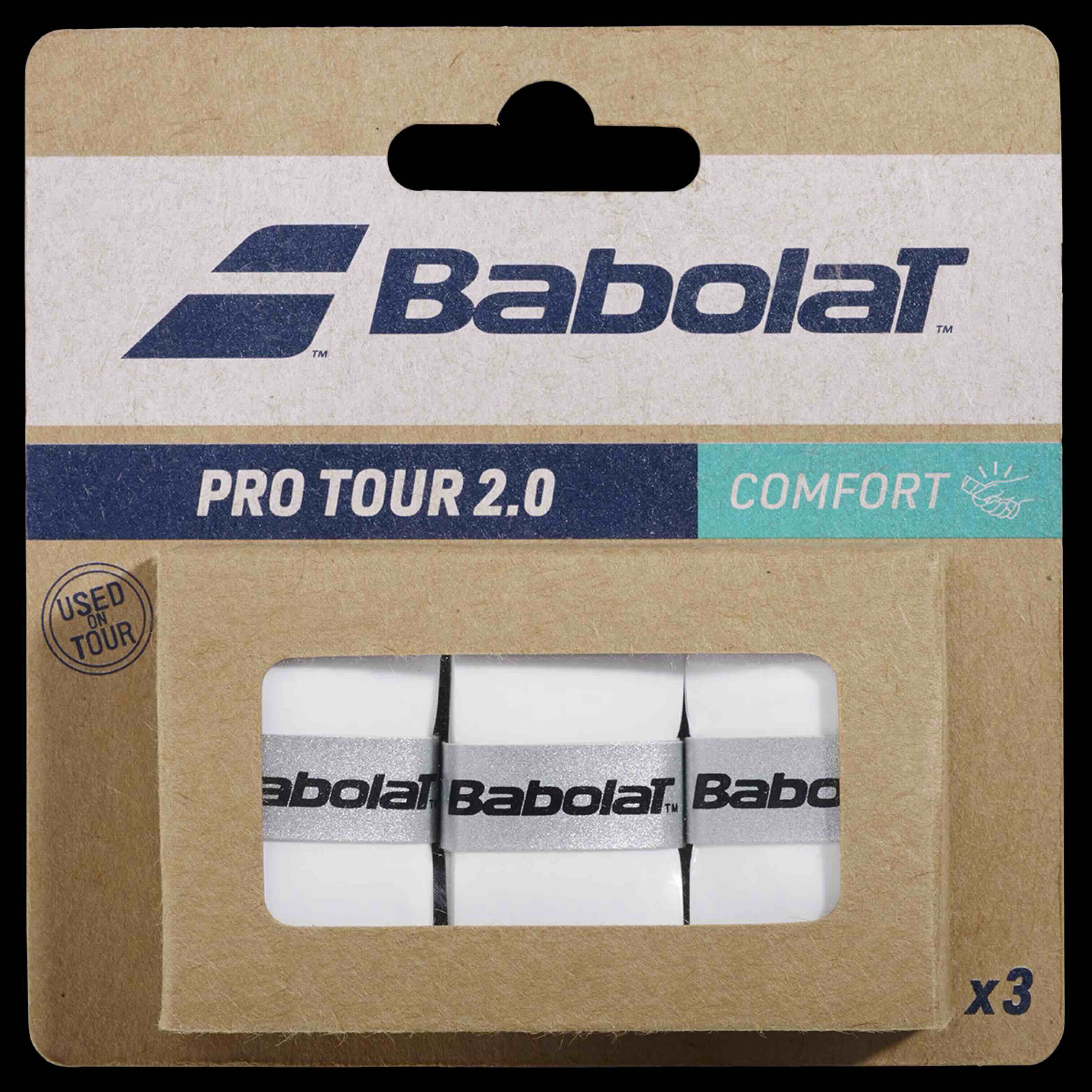 Babolat Overgrips PRO TOUR 2.0 COMFORT white pack of 3