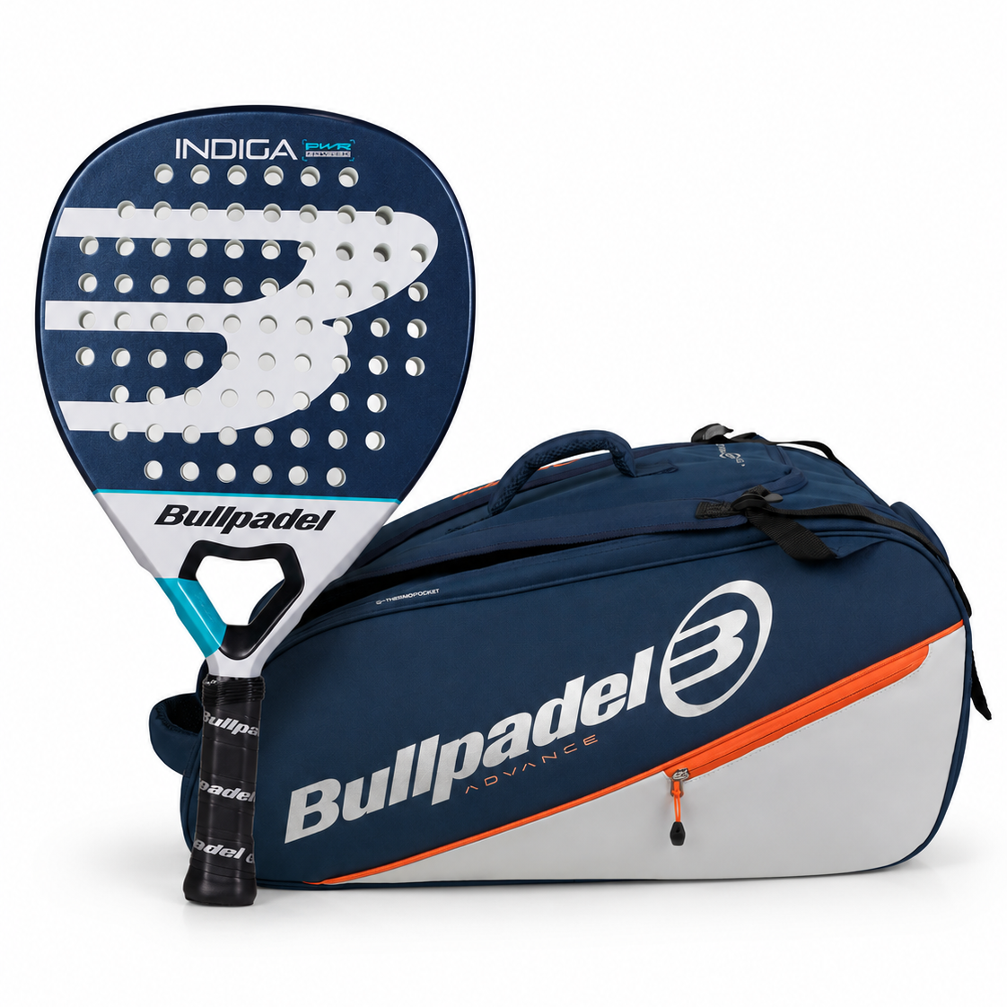 Bullpadel Indiga Power Set inkl. ADVANCE Tasche Blau