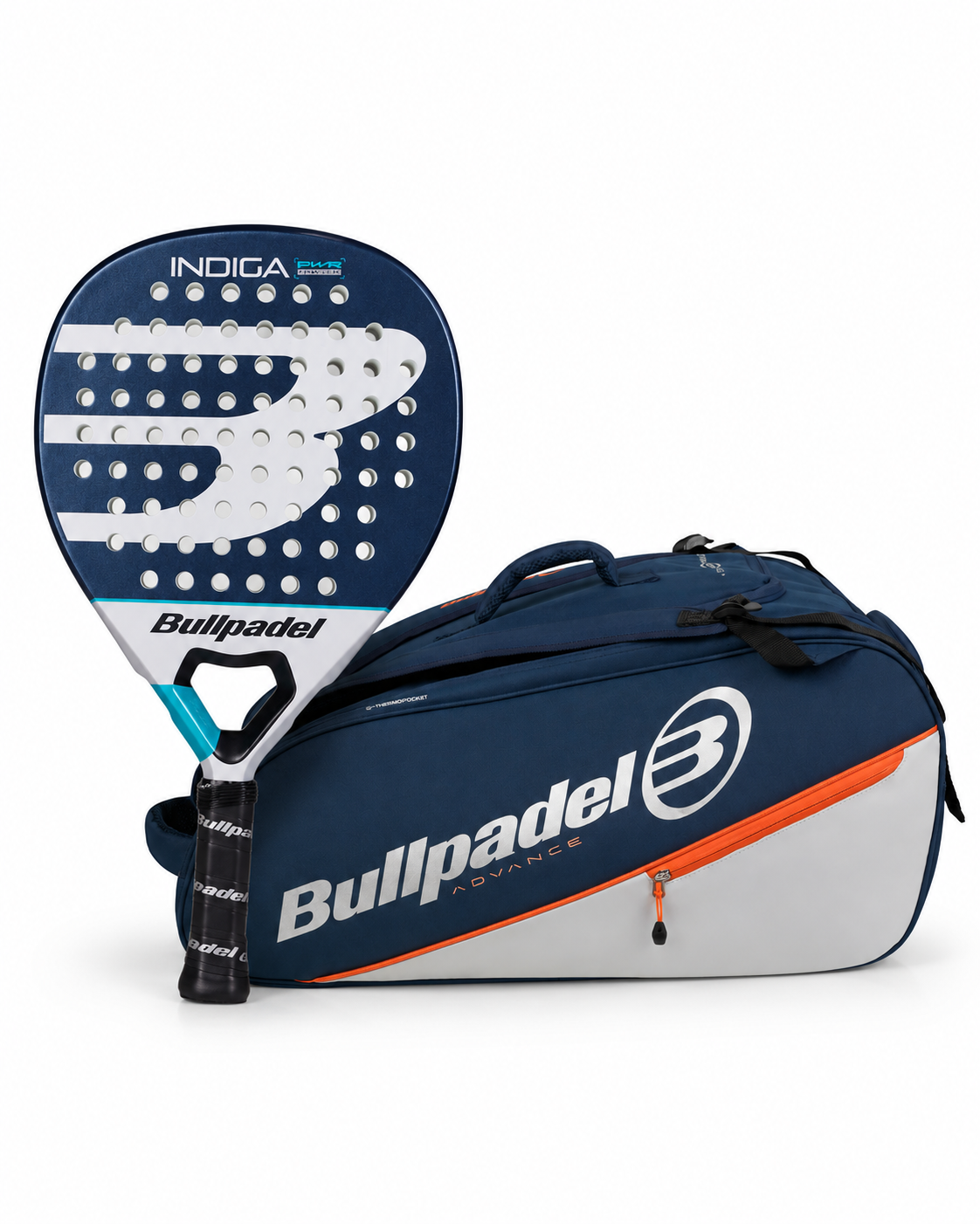 Bullpadel Indiga Power Set inkl. ADVANCE Tasche Blau