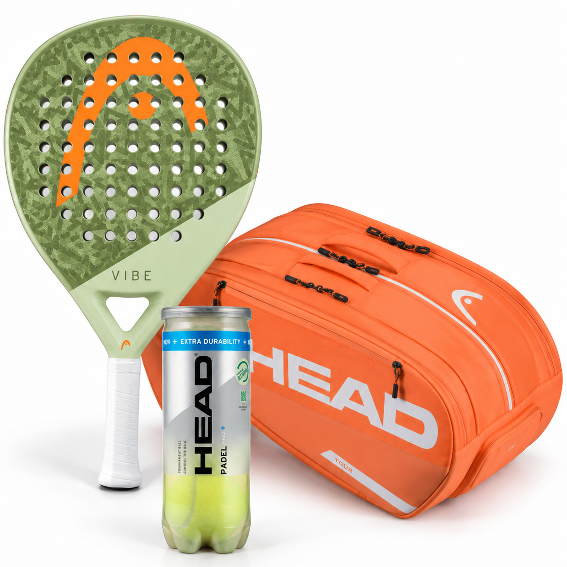 Orange Bundle: HEAD VIBE Padelschläger + Padeltasche + Bälle