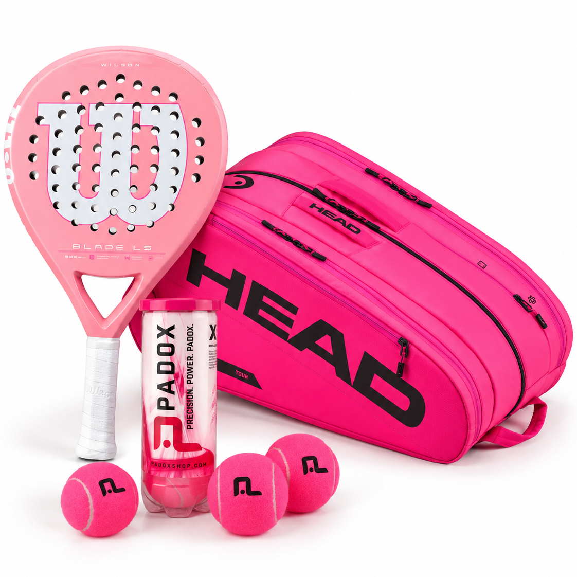 Pink Bundle: Wilson Blade LS V4 + Padeltasche + Bälle