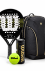 Black Bundle: Wilson Optix V1 Padelschläger +  Rucksack + Bälle